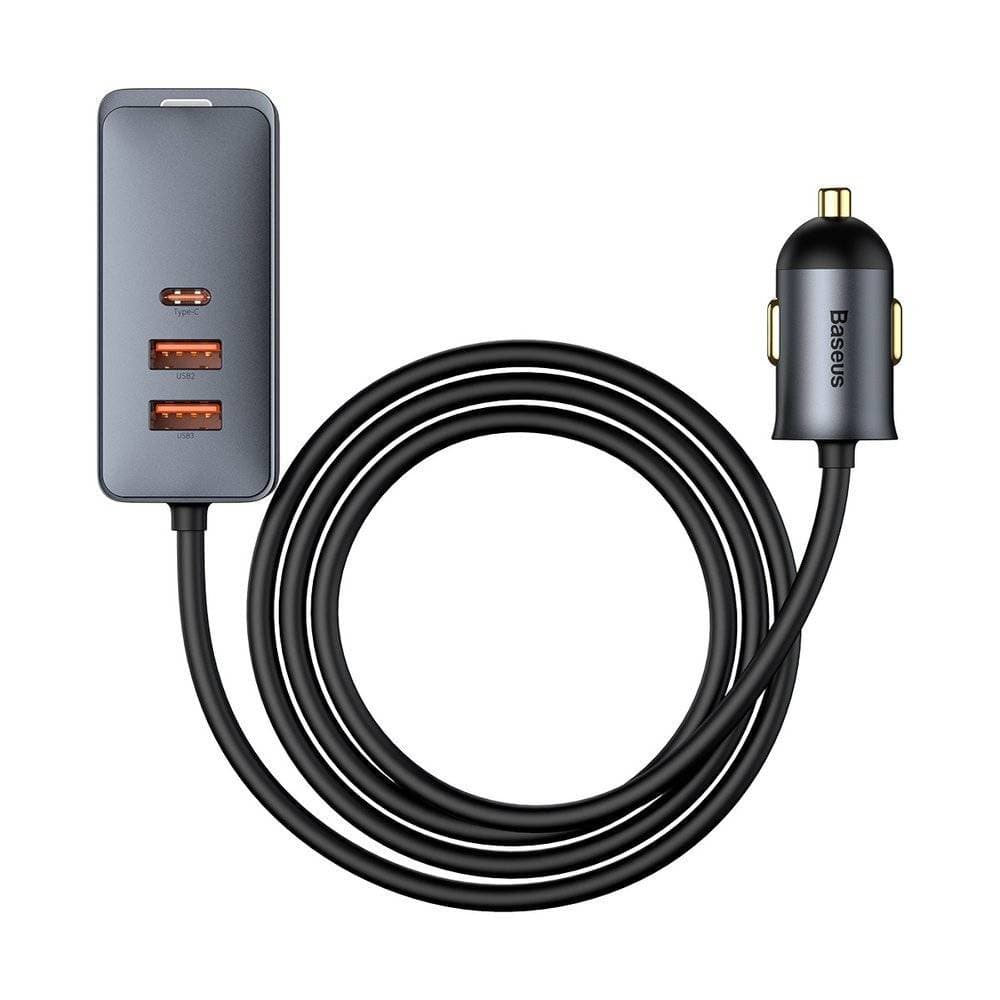 INCARCATOR auto Baseus Share Together PPS, 3 x USB max. 3A si 1 x USB Type-C max 5V/3A, total output 120W, lungime cablu 1.5m, pt. bricheta auto, gri "CCBT-B0G"-6953156206687 — miniatură