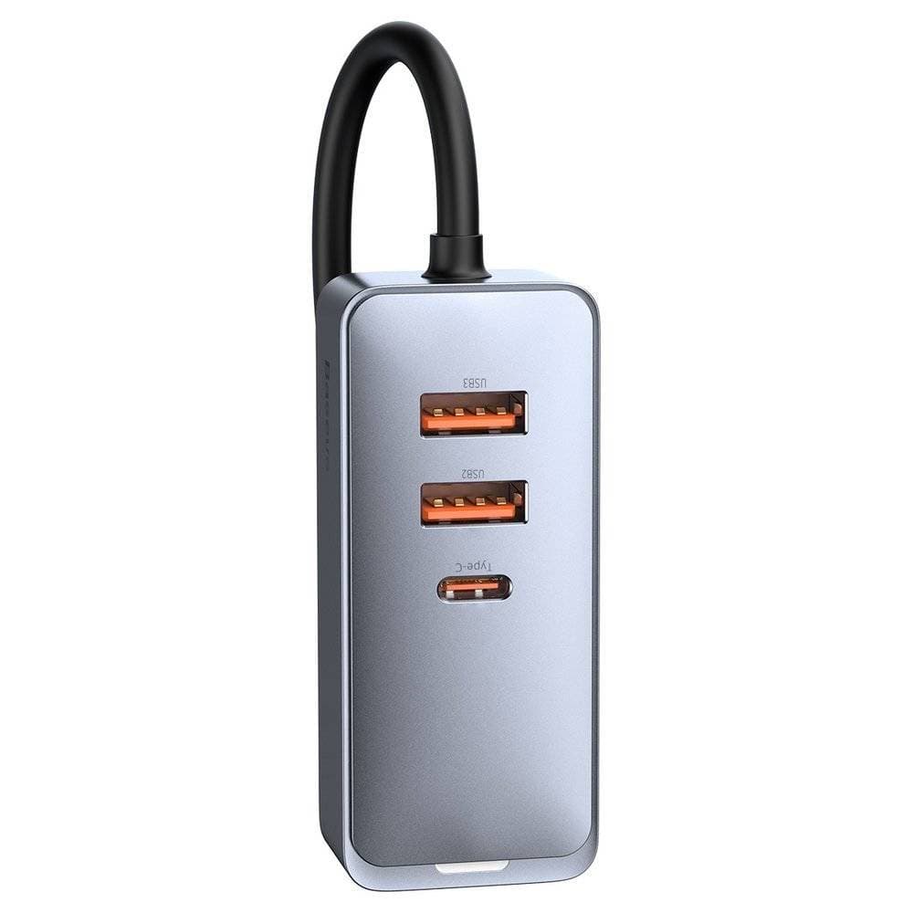 INCARCATOR auto Baseus Share Together PPS, 3 x USB max. 3A si 1 x USB Type-C max 5V/3A, total output 120W, lungime cablu 1.5m, pt. bricheta auto, gri "CCBT-B0G"-6953156206687 — miniatură