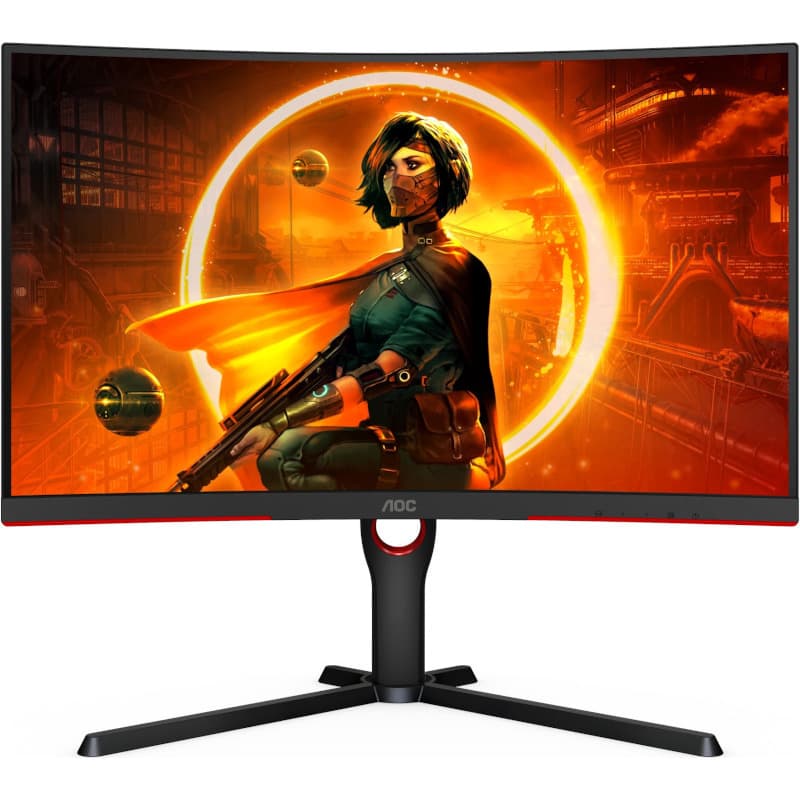 MONITOR AOC - gaming 27 inch, Gaming, IPS, WQHD (2560 x 1440), curbat, 300 cd/mp, 1 ms, DisplayPort | HDMI x 2, "CQ27G3SU/BK"