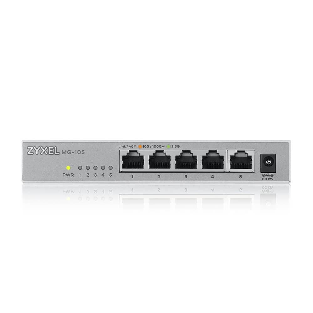 SWITCH ZyXel, MG-105, Gigabit/2500 x 5, carcasa metalica, "MG-105-ZZ0101F"