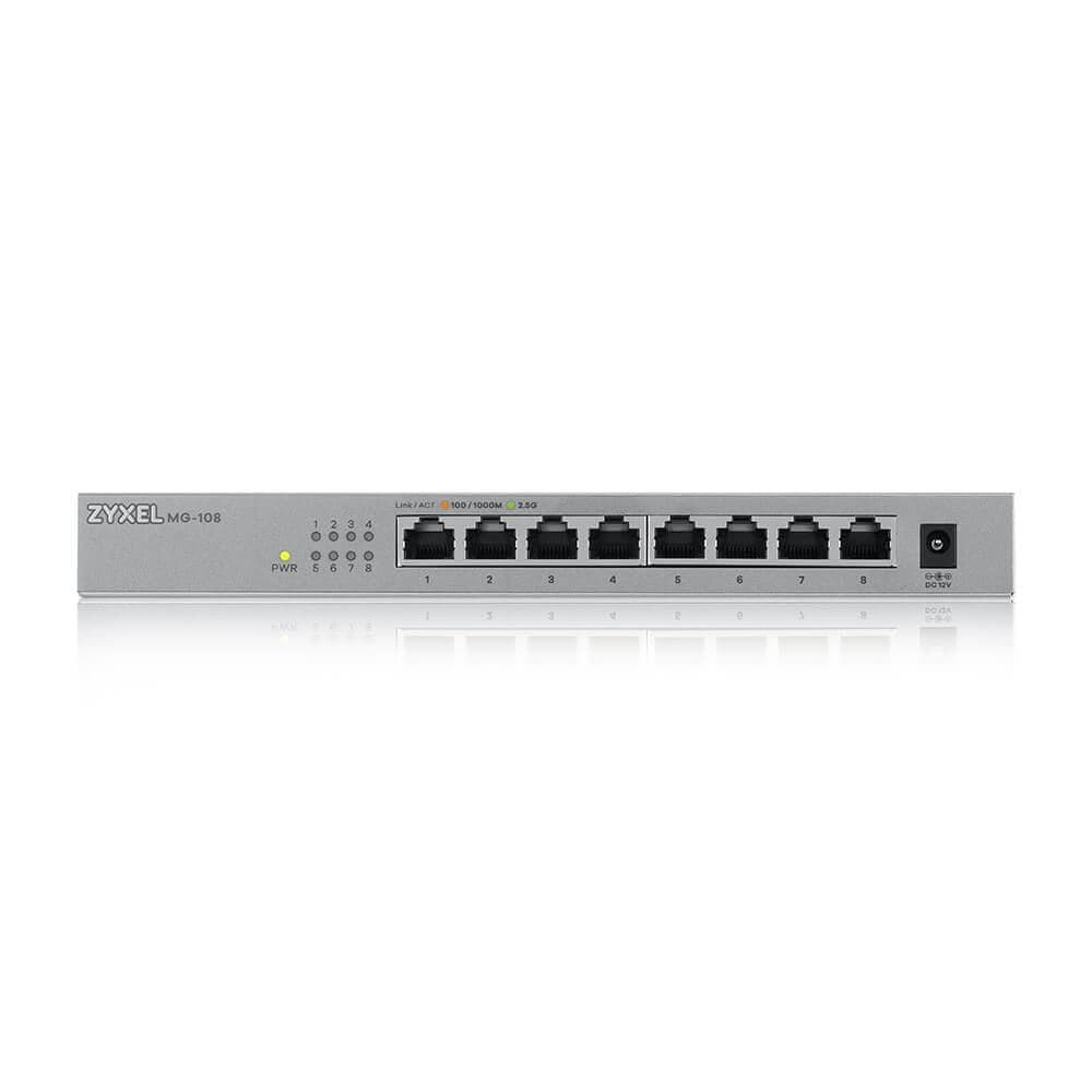 SWITCH ZyXel, MG-108, Gigabit/2500 x 8, carcasa metalica, "MG-108-ZZ0101F"