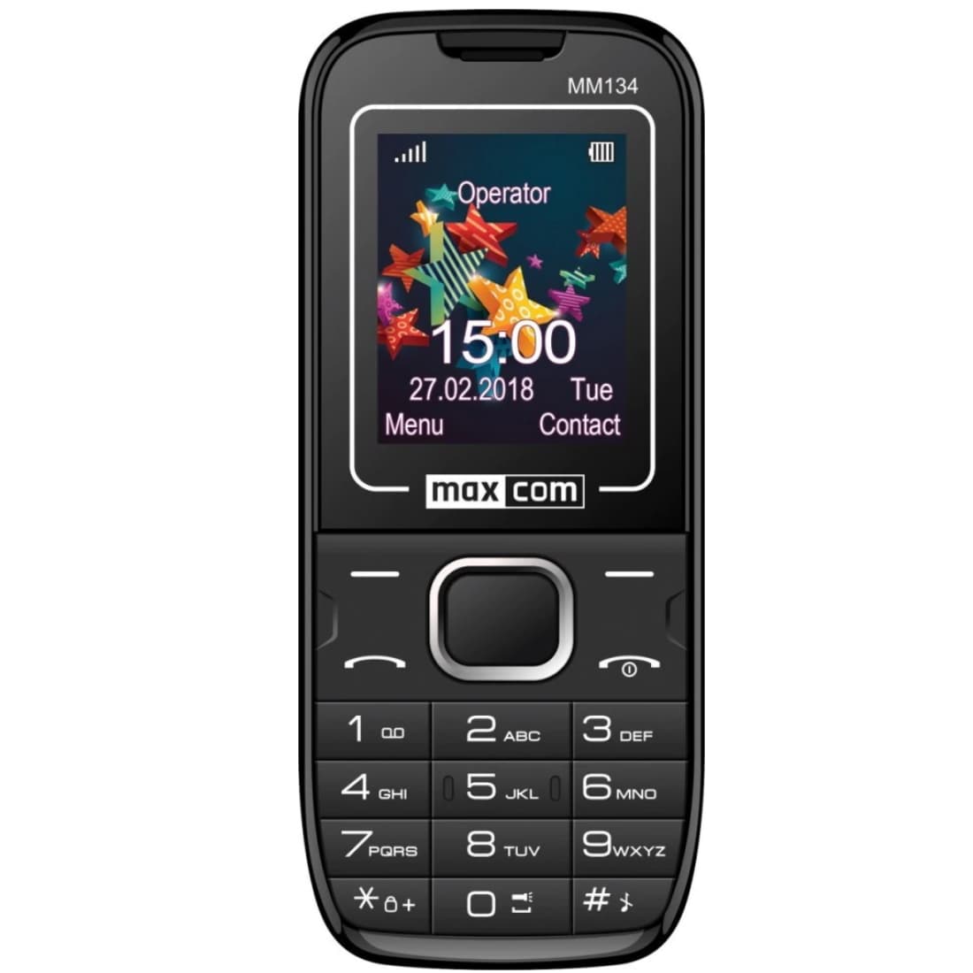 Telefon cu butoane, MAXCOM, "MM134" ecran 1.8 inch, dual sim, rez. camera 0.08 Mpix, 2G, OEM, acumulator 600 mAh, negru, "MM134 Black"