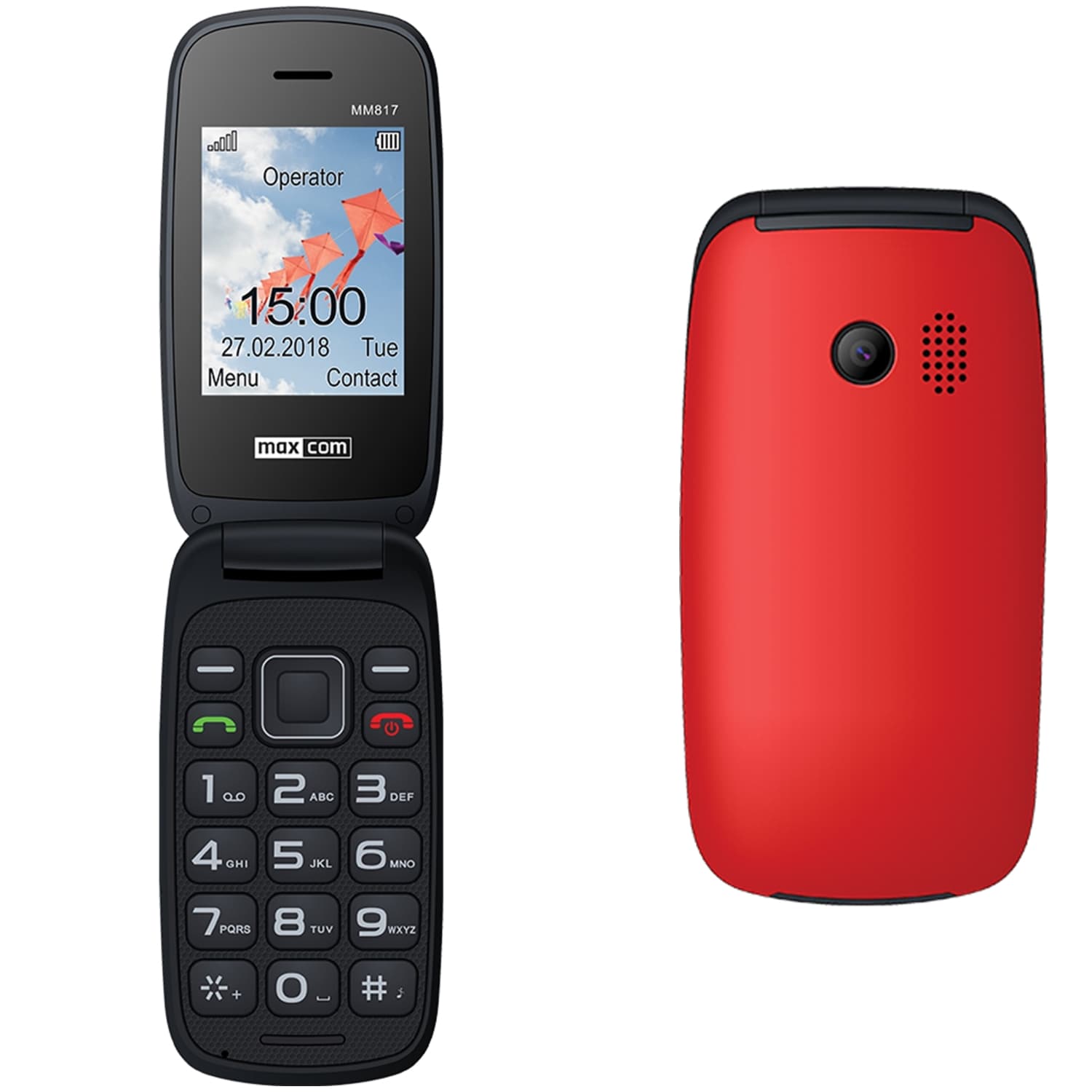 Telefon cu butoane, Maxcom, "MM817" ecran 2.4 inch, dual sim, rez. camera 0.3 Mpix, 2G, OEM, acumulator 800 mAh, rosu, "MM817 Red"