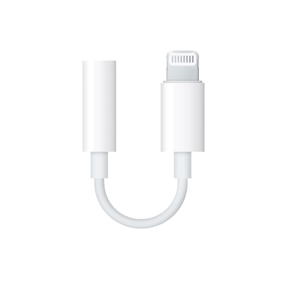 CABLU adaptor audio smartphone Apple, Lightning (T) la Jack 3.5 mm (M), cauciuc, alb, "mmx62zm/a" — miniatură