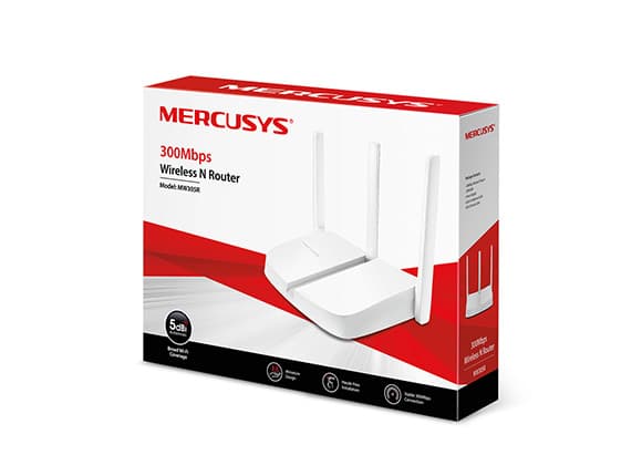 ROUTER MERCUSYS wireless 300Mbps, 4 porturi 10/100Mbps, 3 x antene externe "MW305R*" — miniatură