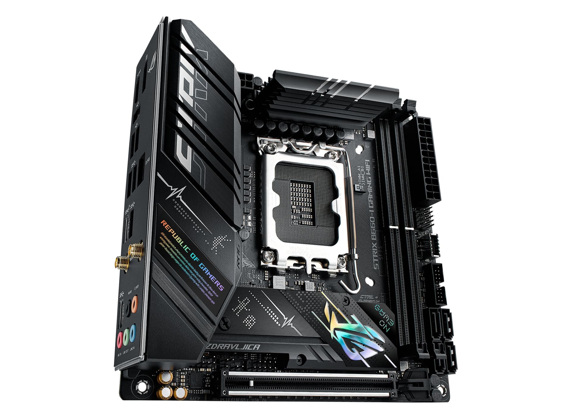 PLACA de BAZA Asus "RS B660-I WIFI", skt LGA 1700, mini ITX, Intel B660, 2 x DDR5, max. 64 GB, 4 x SATA, 2 x M.2, 7.1, "RS B660-I WIFI" — miniatură