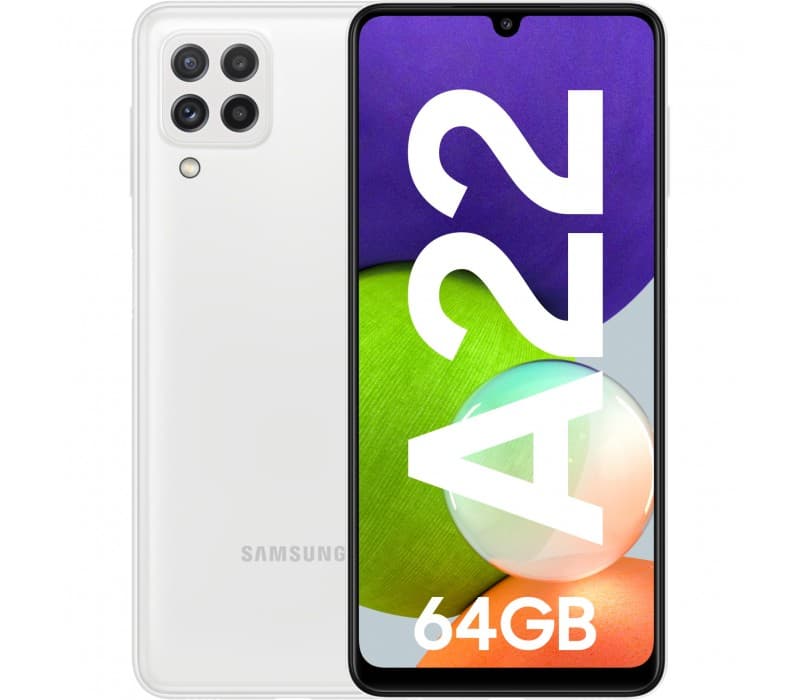 SMARTphone Samsung, "Galaxy A22" ecran 6.4 inch, dual sim, rez. camera 48 Mpix, memorie interna 64 GB, 4G, Android, acumulator 5000 mAh, alb, "SM-A225FZWDEUE"