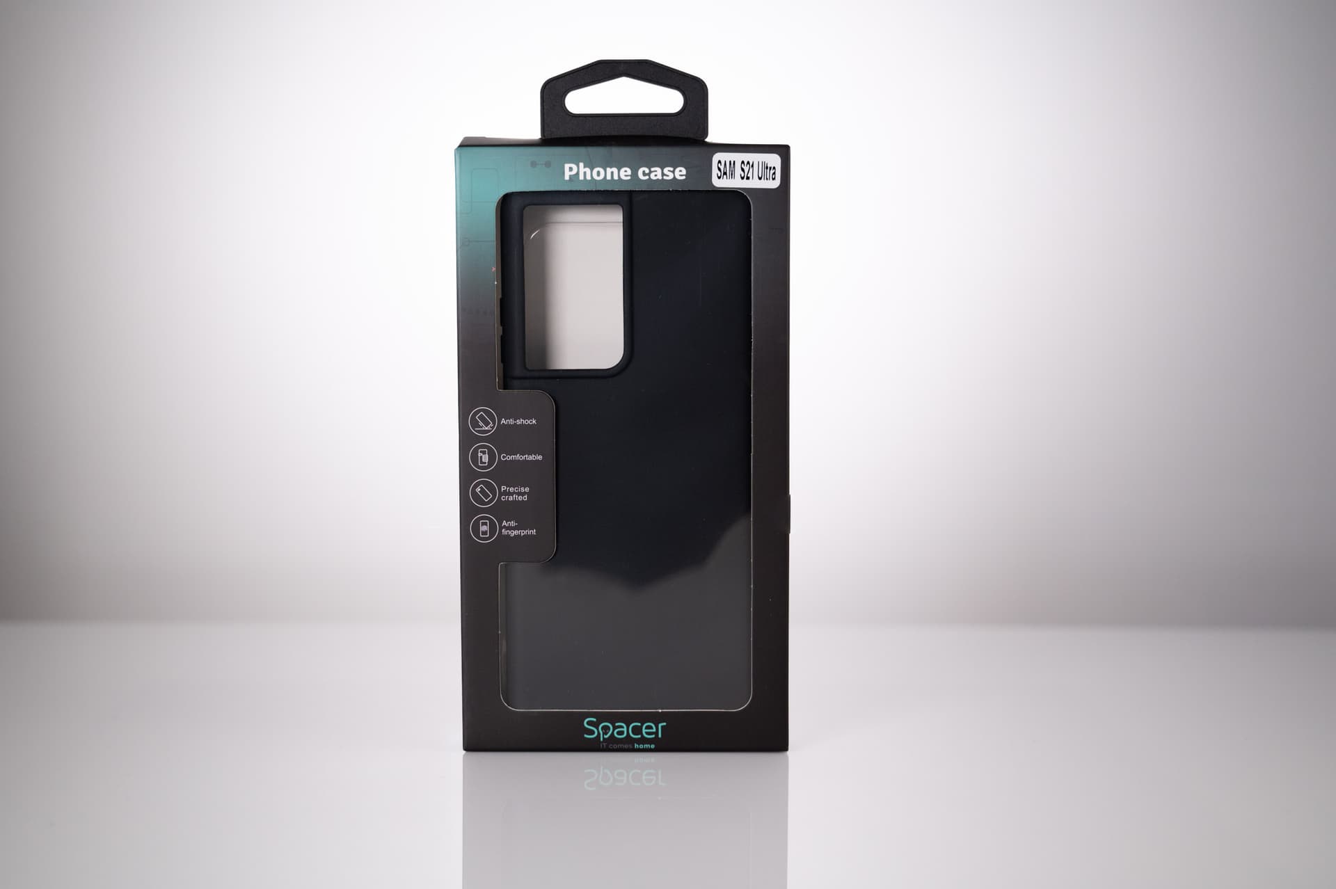 Husa Samsung Galaxy S21 Ultra Spacer, negru, grosime 1.5mm, material flexibil TPU "SPPC-SM-GX-S21U-TPU" — miniatură