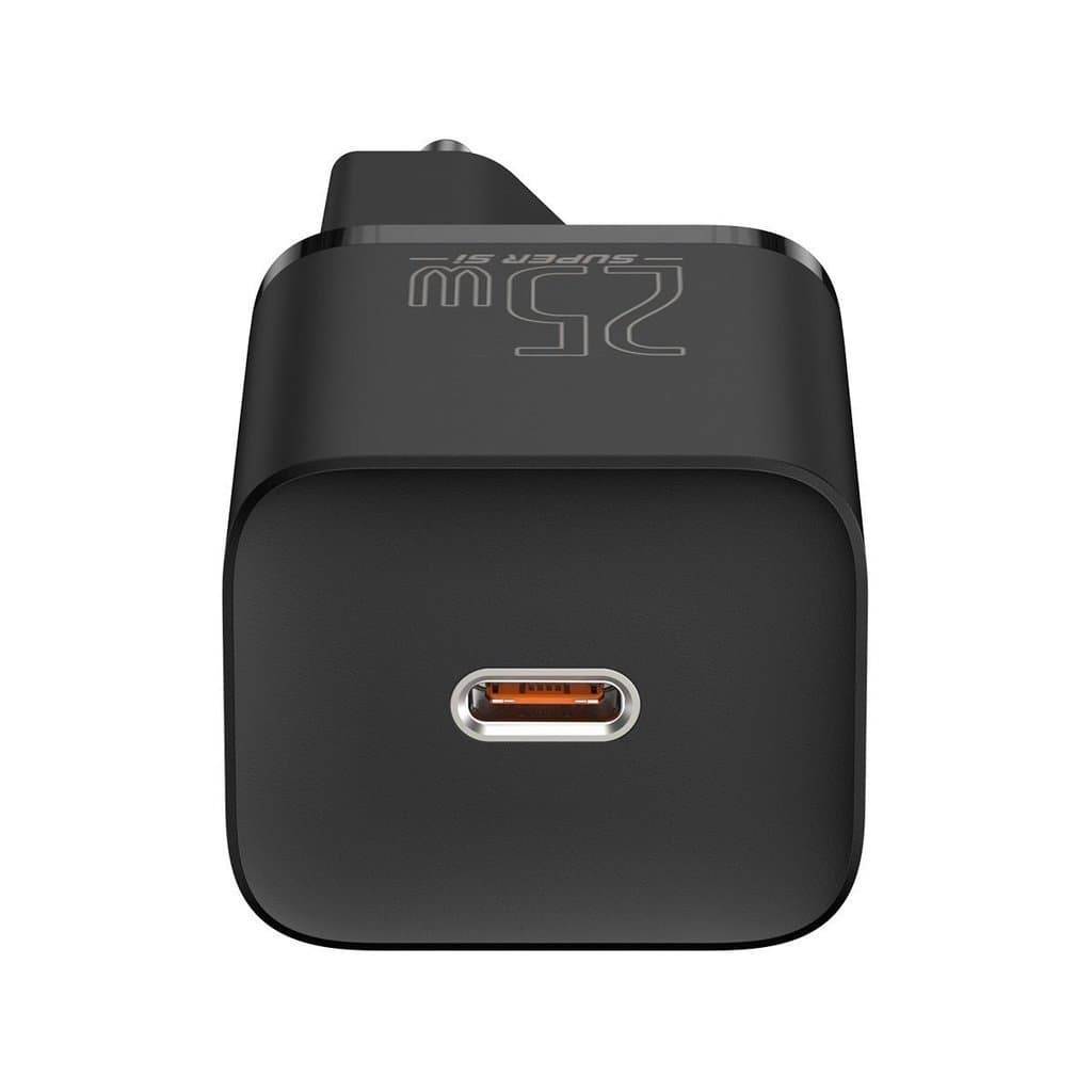 INCARCATOR retea Baseus Super Si, Quick Charge 25W, 1 x USB Type-C 5V/3A max, include cablu USB Type-C la USB Type-C 1m, negru "TZCCSUP-L01" - 6953156206021 — miniatură
