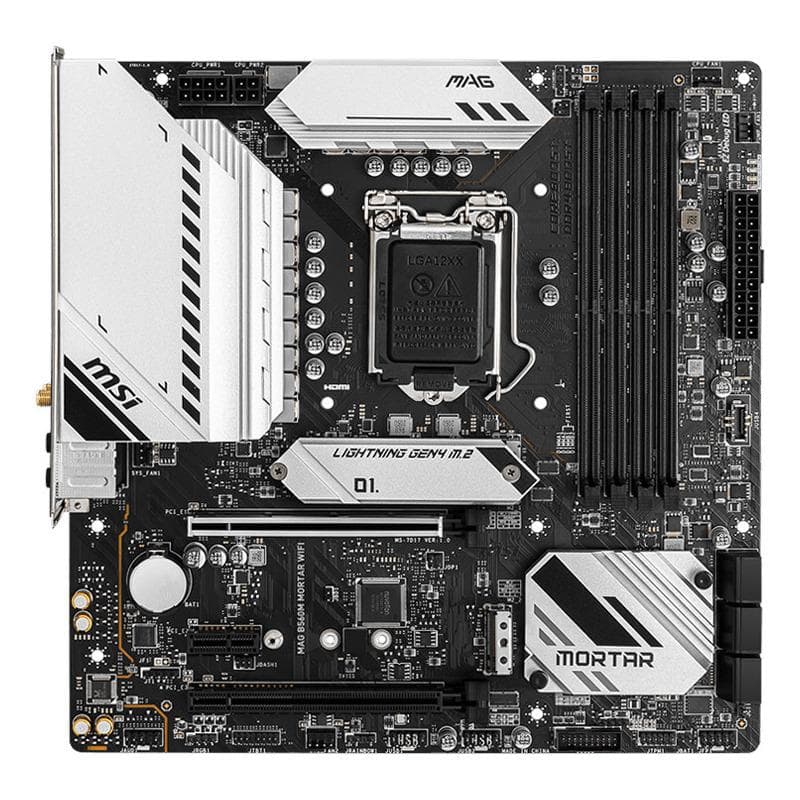 PLACA de BAZA MSI "B560M MORTAR WIFI", skt LGA 1200, ATX, Intel B560, 4 x DDR4, max. 128 GB, 6 x SATA, 2 x M.2, 7.1, "B560M MORTAR WIFI"