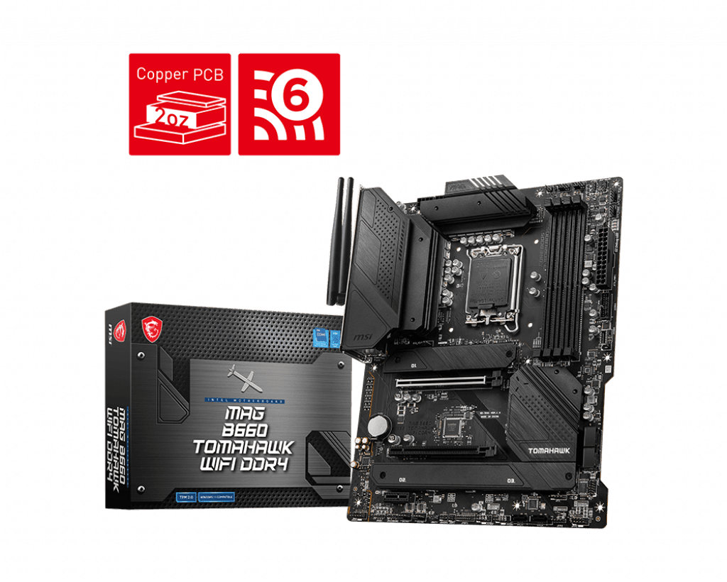 PLACA de BAZA MSI "B660 TOMAHAWK WID4", skt LGA 1700, ATX, Intel B660, 4 x DDR4, max. 128 GB, 6 x SATA, 3 x M.2, 7.1, "B660 TOMAHAWK WID4" — miniatură