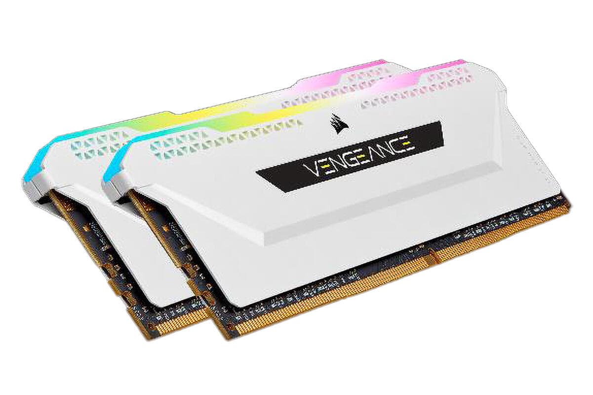Memorie DDR Corsair DDR4 32 GB, frecventa 3600 MHz, 16 GB x 2 module, radiator, iluminare RGB, "CMH32GX4M2D3600C18W" — miniatură