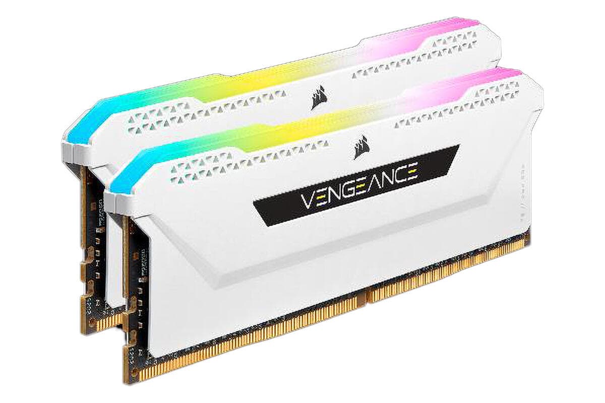 Memorie DDR Corsair DDR4 32 GB, frecventa 3600 MHz, 16 GB x 2 module, radiator, iluminare RGB, "CMH32GX4M2D3600C18W" — miniatură