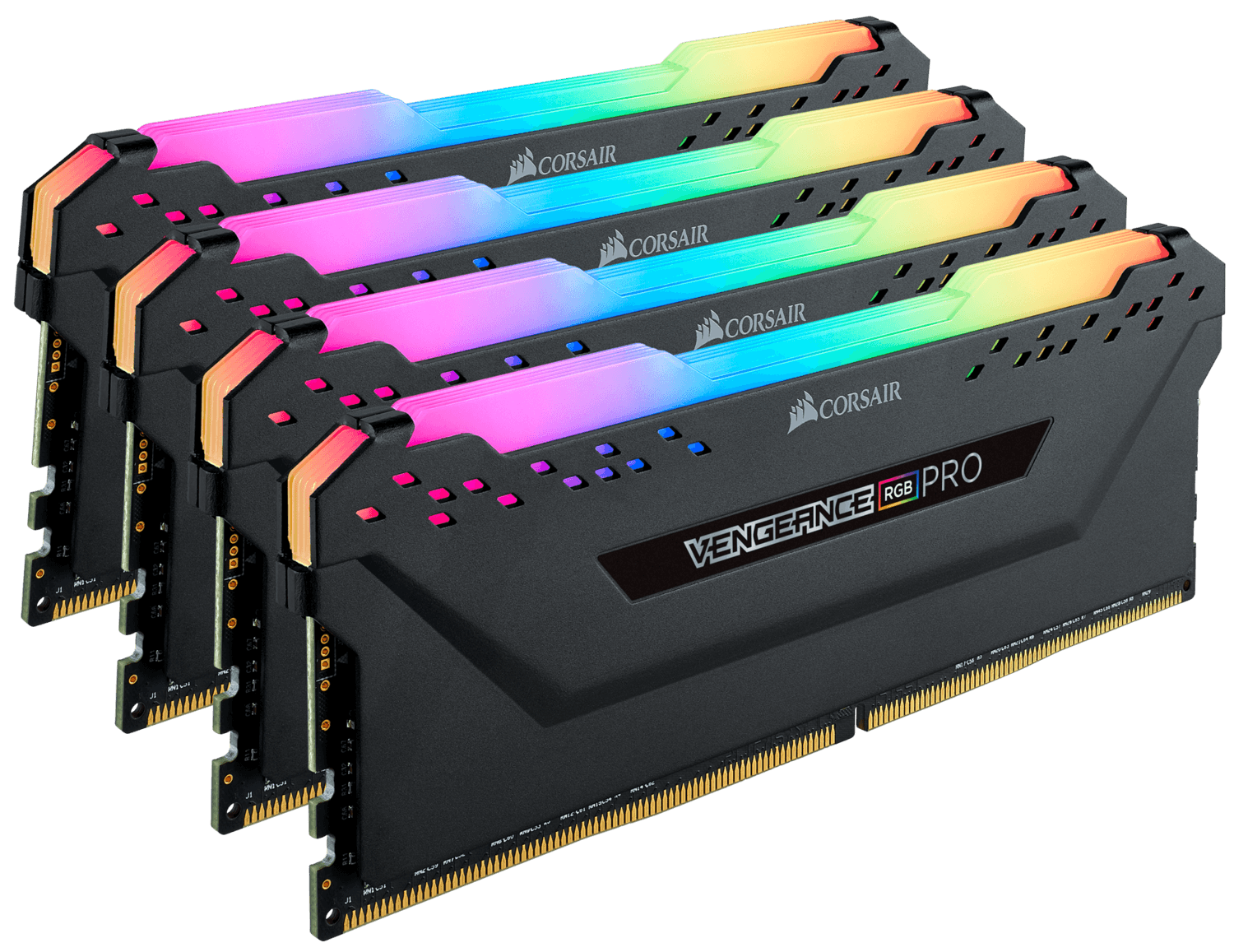 Memorie DDR Corsair DDR4 64 GB, frecventa 3200 MHz, 16 GB x 4 module, radiator, iluminare RGB, "CMW64GX4M4E3200C16" — miniatură