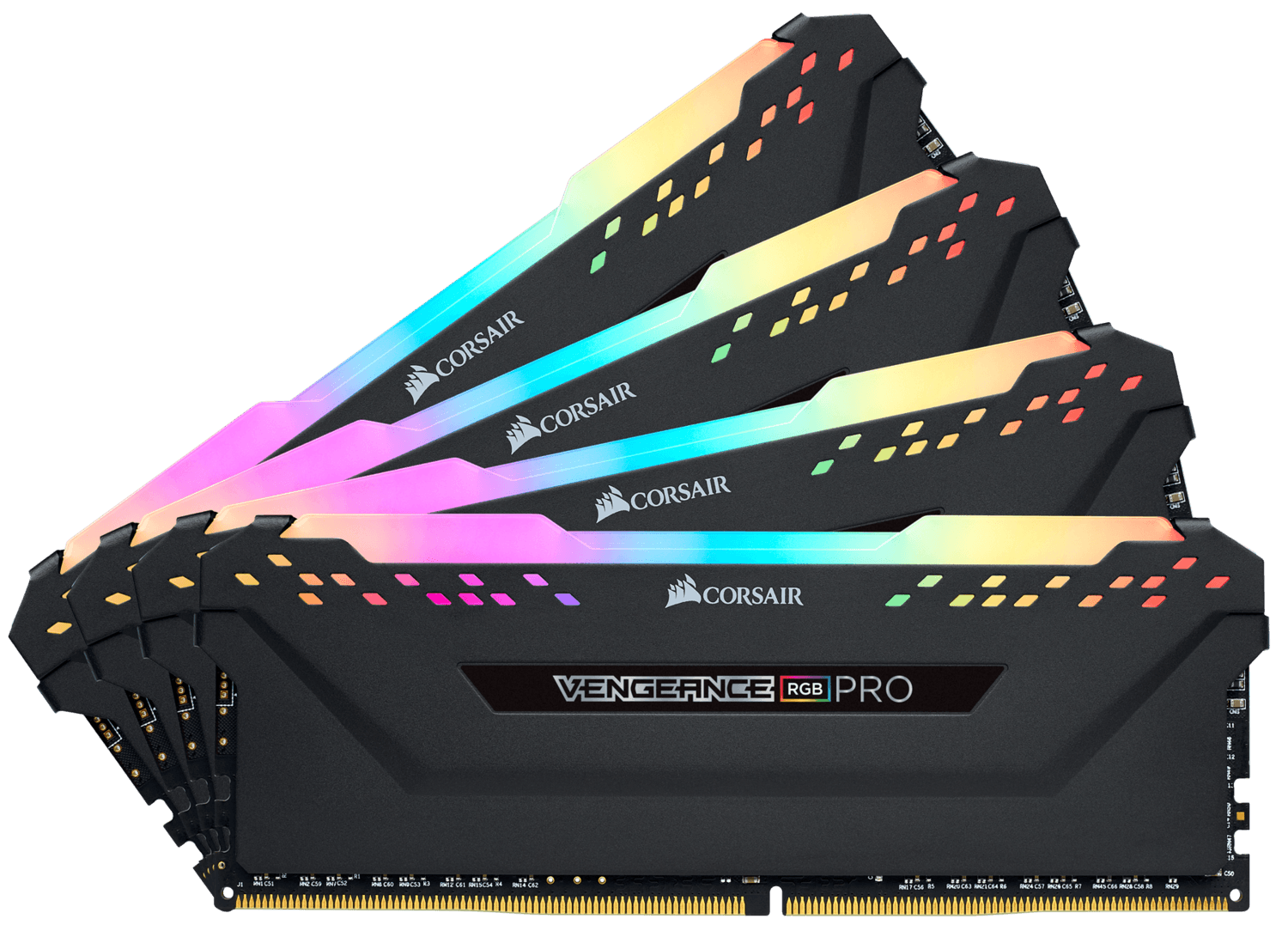 Memorie DDR Corsair DDR4 64 GB, frecventa 3200 MHz, 16 GB x 4 module, radiator, iluminare RGB, "CMW64GX4M4E3200C16" — miniatură