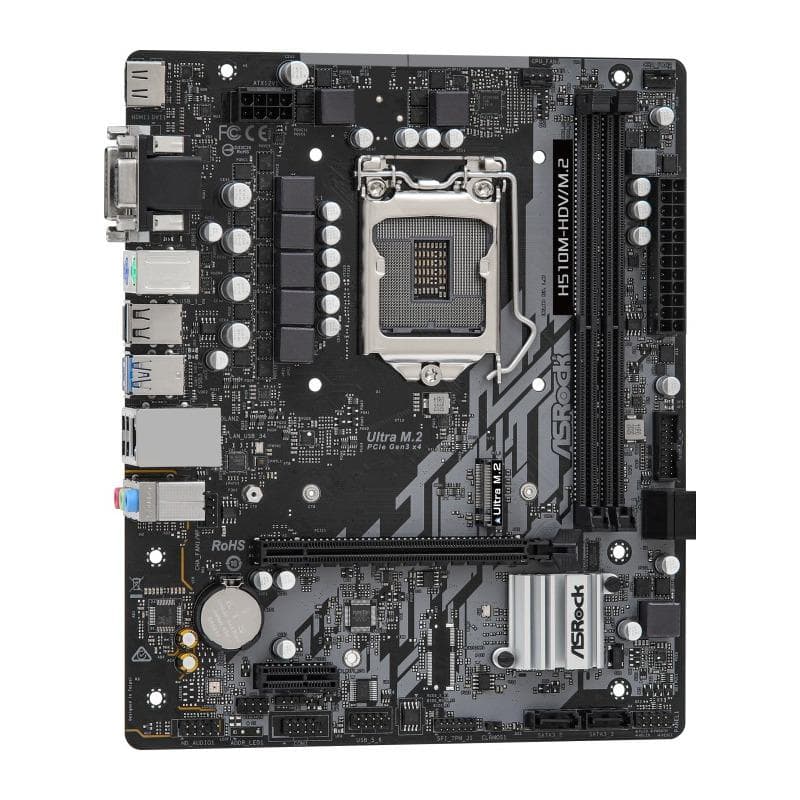 PLACA de BAZA Asrock "H510M-HDV/M.2", skt LGA 1200, mATX, Intel H510, 2 x DDR4, max. 64 GB, 4 x SATA, 1 x M.2, 7.1, "H510M-HDV/M.2" — miniatură