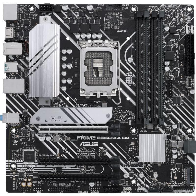 PLACA de BAZA Asus "PRIME B660M-A D4", skt LGA 1700, mATX, Intel B660, 4 x DDR4, max. 128 GB, 4 x SATA, 2 x M.2, 7.1, "PRIME B660M-A D4" — miniatură