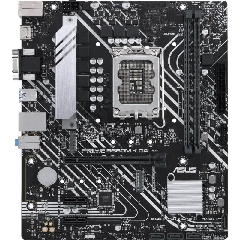 PLACA de BAZA Asus "Prime B660M-K D4", skt LGA 1700, mATX, Intel B660, 4 x DDR4, max. 128 GB, 4 x SATA, 2 x M.2, 7.1, "Prime B660M-K D4"