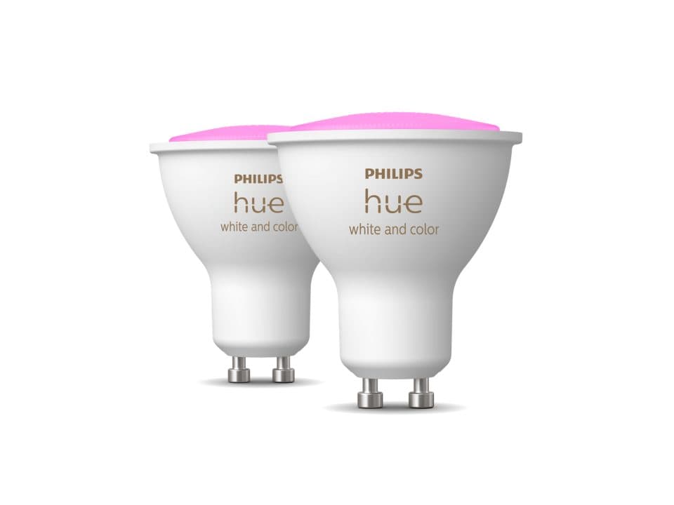 SET 2 becuri smart LED Philips, soclu GU10, putere 5W, forma spot, lumina multicolora, alimentare 220 - 240 V, "000008719514340084"