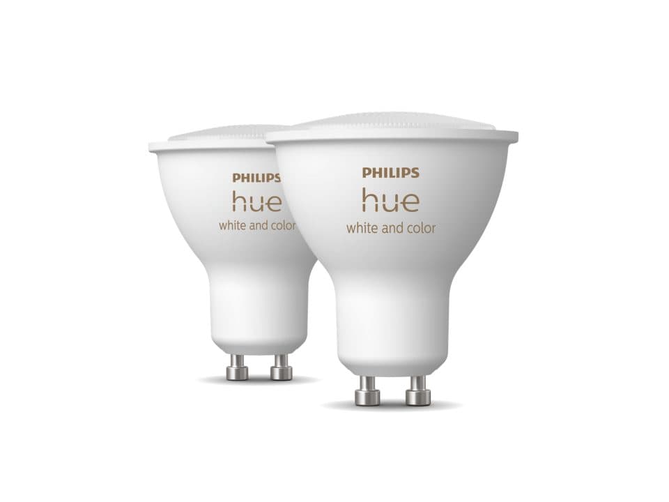 SET 2 becuri smart LED Philips, soclu GU10, putere 5W, forma spot, lumina multicolora, alimentare 220 - 240 V, "000008719514340084" — miniatură