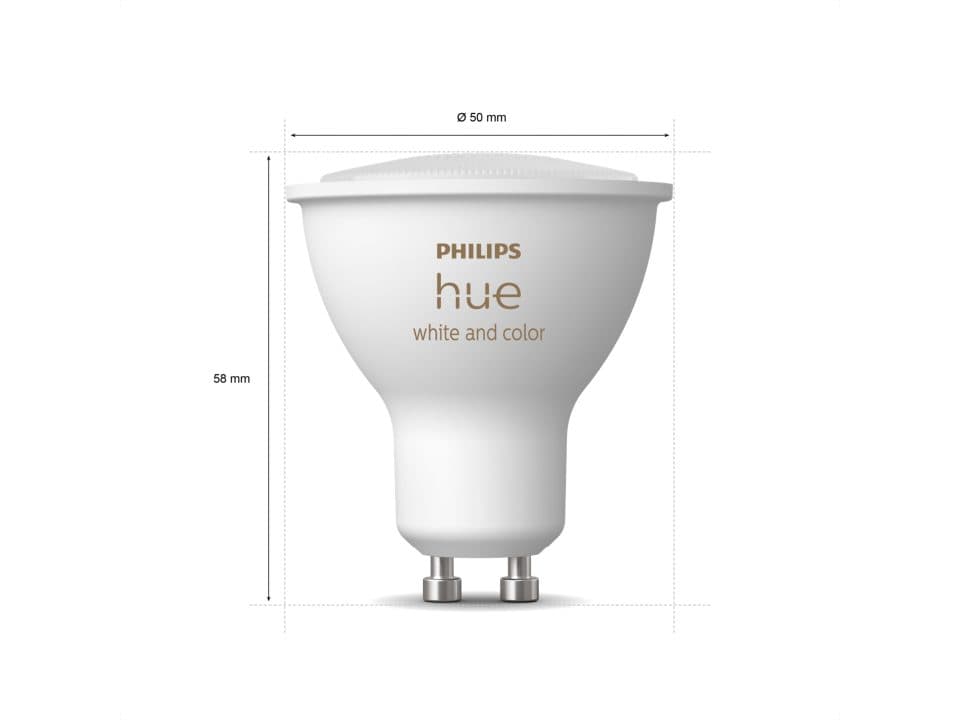 SET 2 becuri smart LED Philips, soclu GU10, putere 5W, forma spot, lumina multicolora, alimentare 220 - 240 V, "000008719514340084" — miniatură