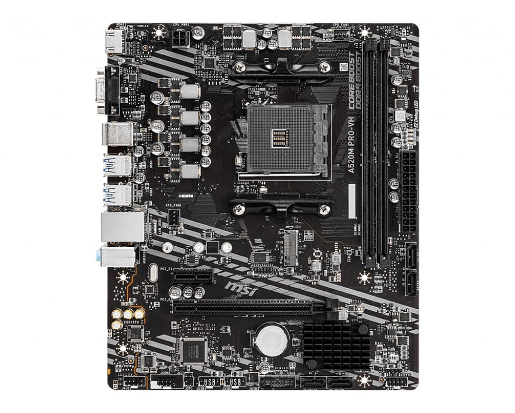 PLACA de BAZA MSI "A520M PRO-VH", skt AM4, mATX, AMD A520, 2 x DDR4, max. 64 GB, 4 x SATA, 1 x M.2, 7.1, "A520M PRO-VH"