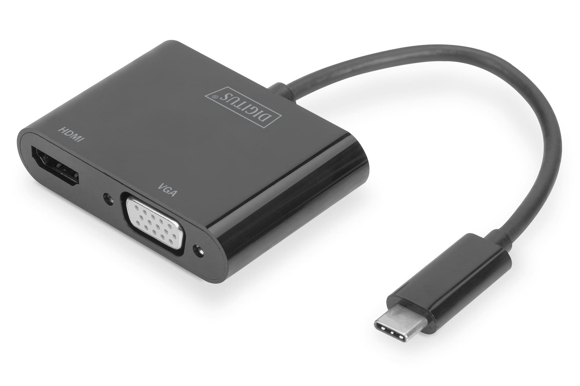 DIGITUS USB Type C to HDMI + VGA Adapter 4K/30Hz / Full HD 1080p black "DA-70858"
