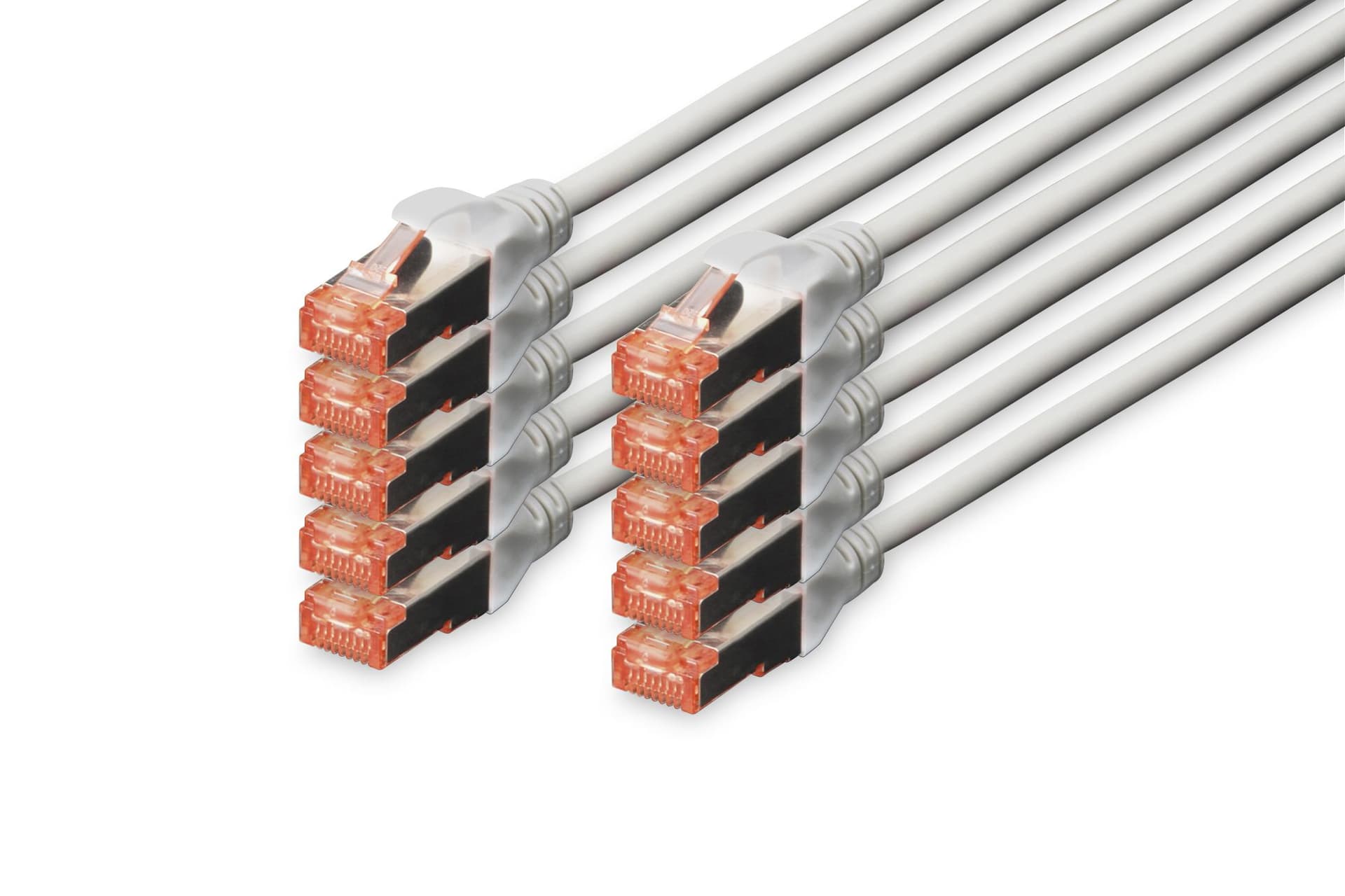 DIGITUS CAT 6 S-FTP patch cable Cu LSZH AWG 27/7 length 1 m 10 pieces color grey "DK-1644-010-10"