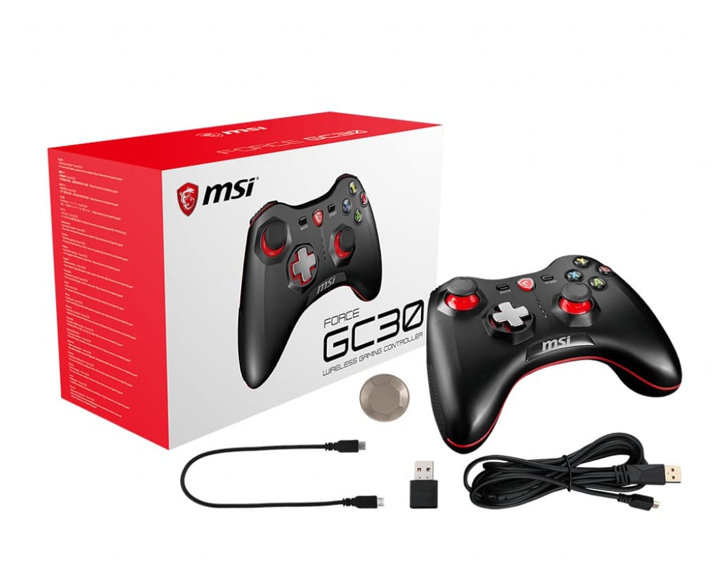 MSI Force GC30 Wireless / Wired Game Controller with changeable D Pads. USB 2m Cable Supports PC PS3. Android, "FORCE GC30" — miniatură