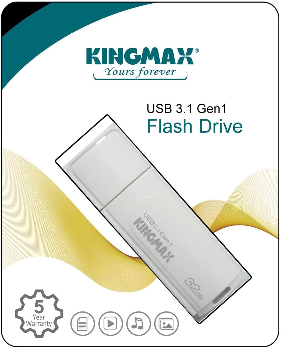 MEMORIE USB 3.2 Gen 1 KINGMAX 32 GB, cu capac, plastic, alb, "KM32GPB07W" — miniatură