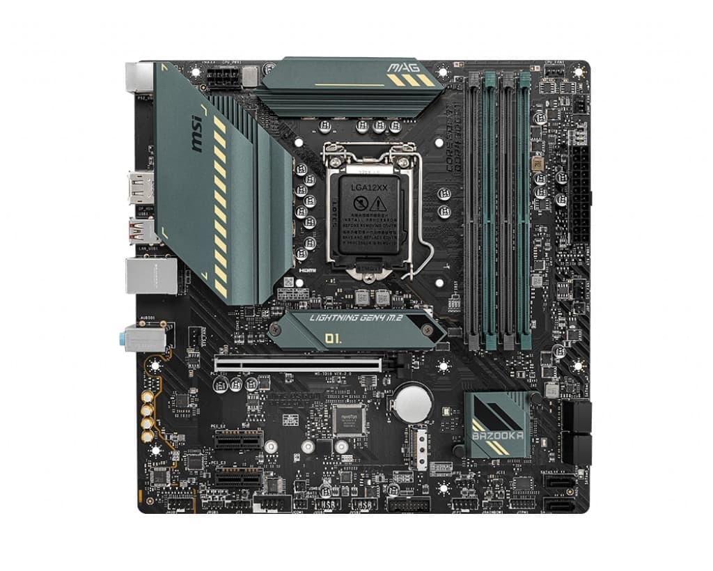 PLACA de BAZA MSI "MAG B560M BAZOOKA", skt LGA 1200, mATX, Intel B560, 4 x DDR4, max. 128 GB, 6 x SATA, 2 x M.2, 7.1, "MAG B560M BAZOOKA"