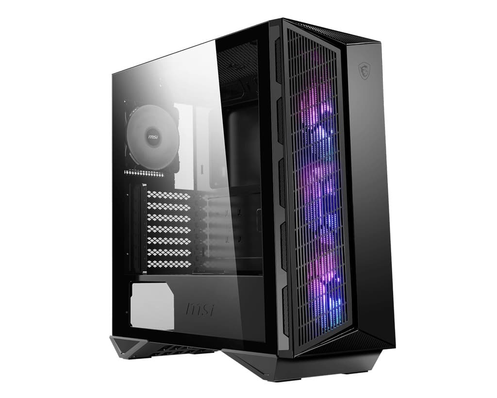 CARCASA MSI Middle Tower, ATX, "MPG GUNGNIR 110M", fara sursa, sticla securizata, fanx4, USB 3.2 gen 1x2, USB 3.2 gen 2 Type-Cx2, Jack 3.5 mmx2, mesh, negru "MPG GUNGNIR 110M"