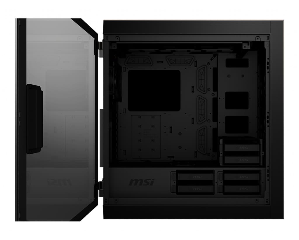 CARCASA MSI Middle Tower, E-ATX, "MPG SEKIRA 500G", fara sursa, sticla securizata, fanx3, USB 3.2 gen 1x4, USB 3.2 gen 2 Type-Cx1, Jack 3.5 mmx2, mesh, negru "MPG SEKIRA 500G" — miniatură