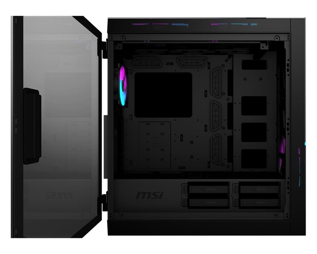 CARCASA MSI Middle Tower, E-ATX, "MPG SEKIRA 500X", fara sursa,sticla securizata,fanx5,USB 3.2 gen 1x4,USB 3.2 gen2 Type-Cx1,Jack 3.5 mmx1,mesh,negru "MPG SEKIRA 500X" — miniatură