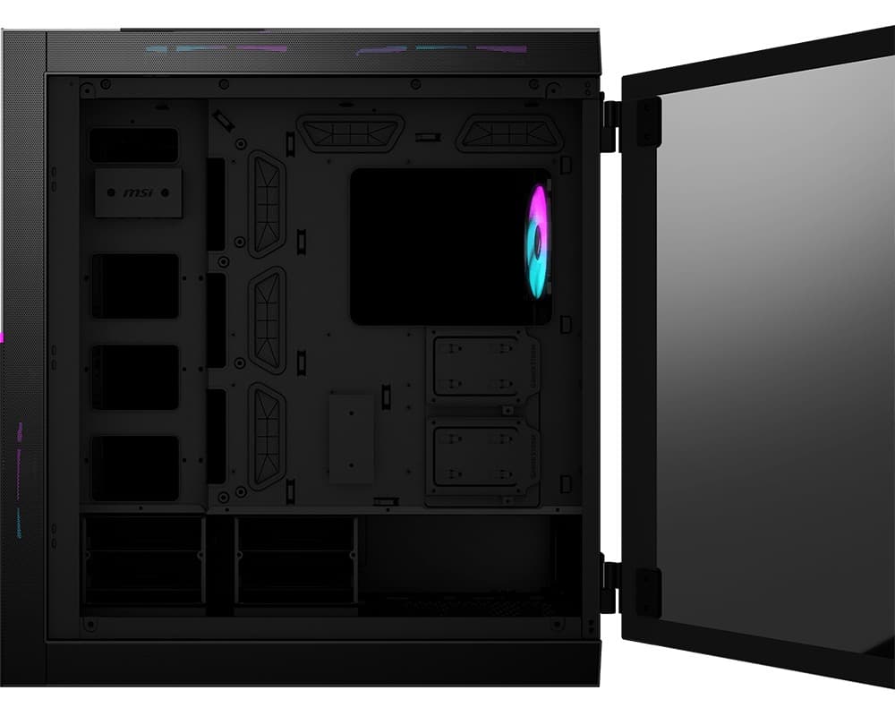 CARCASA MSI Middle Tower, E-ATX, "MPG SEKIRA 500X", fara sursa,sticla securizata,fanx5,USB 3.2 gen 1x4,USB 3.2 gen2 Type-Cx1,Jack 3.5 mmx1,mesh,negru "MPG SEKIRA 500X" — miniatură