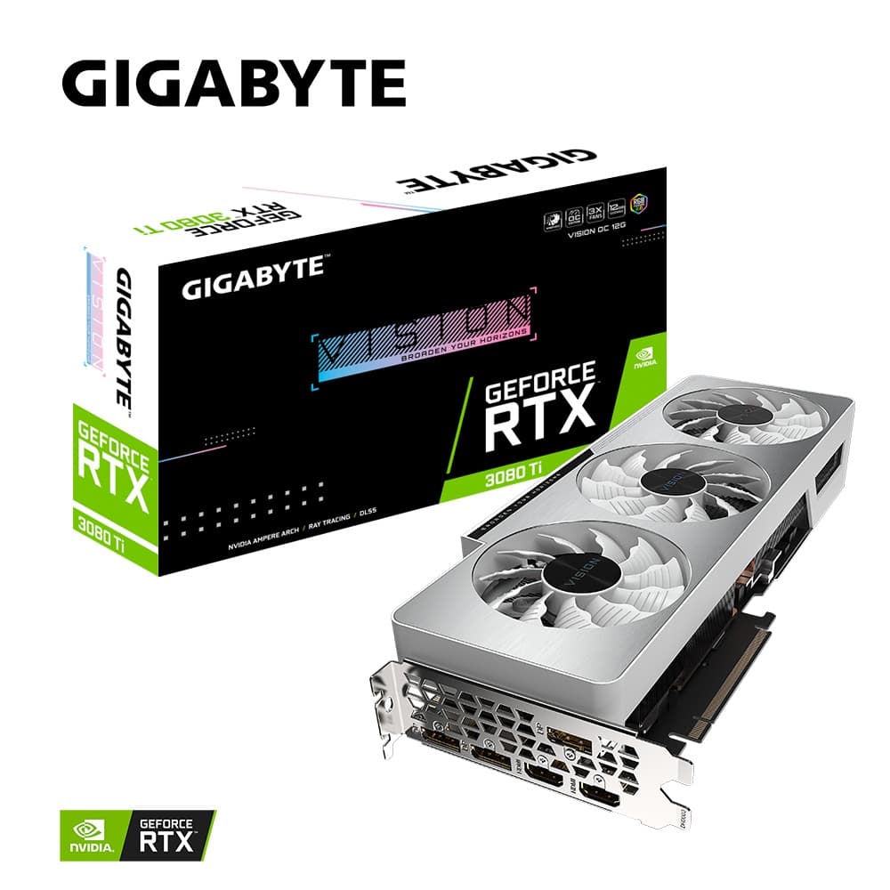 PLACA VIDEO GIGABYTE "GeForce RTX 3080 Ti VISION OC", 12 GB GDDR6X 384 biti, PCI Express 4.0 x 16, HDMI x 2 DisplayPort x 3, sistem racire aer, "N308TVISION OC-12G" — miniatură