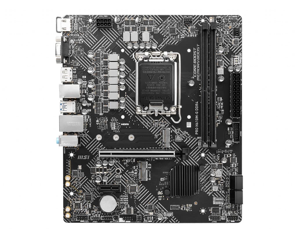 PLACA de BAZA MSI "PRO H610M-G DDR4", skt LGA 1700, mATX, Intel H610, 4 x DDR4, max. 128 GB, 4 x SATA, 1 x M.2, 7.1, "PRO H610M-G DDR4"