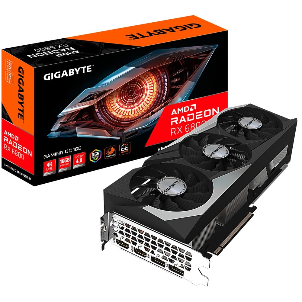 PLACA VIDEO GIGABYTE "Radeon AMD RX 6800 GAMING OC", 16 GB GDDR6 256 biti, PCI Express 4.0 x 16, HDMI x 2 DisplayPort x 2, sistem racire aer, "R68GAMING OC-16G" — miniatură