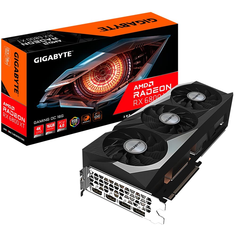 PLACA VIDEO GIGABYTE "Radeon RX 6800 XT GAMING OC ", 16 GB GDDR6 256 biti, PCI Express 4.0 x 16, HDMI x 2 DisplayPort x 2, sistem racire aer, "R68XTGAMING OC-16G" — miniatură
