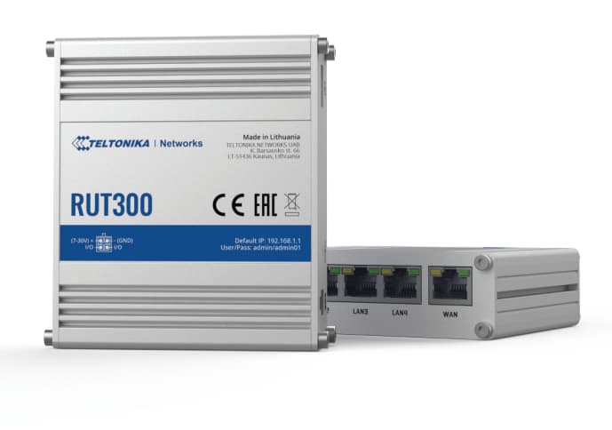 TELTONIKA RUT300 Industrial Router 5x RJ45 100Mb/s 1x USB Passive PoE, "RUT300 000000"