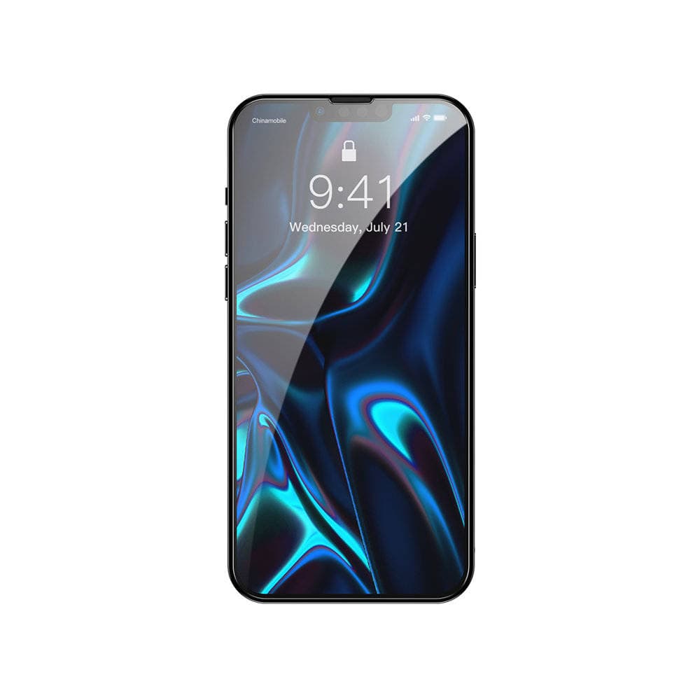 FOLIE STICLA Baseus pentru Iphone 13 Mini, grosime 0.3mm, acoperire totala ecran, strat special anti-ulei si anti-amprenta, Tempered Glass, pachetul include 2 bucati "SGBL020002" - 6932172600891 — miniatură