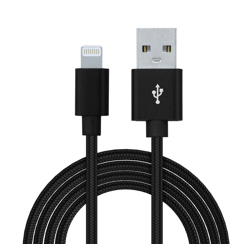CABLU alimentare si date SPACER, pt. smartphone, USB 2.0 (T) la Lightning (T), pentru Iphone,Braided,Retail pack, 1m, black,&nbsp; "SPDC-LIGHT-BRD-BK-1.0"