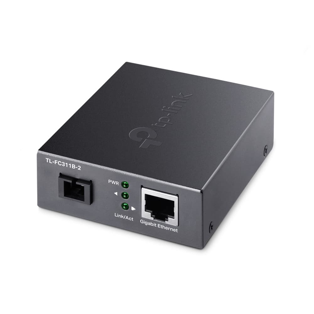 MEDIA CONVERTOR TP-LINK 1 x Gigabit RJ45 WDM Half-Duplex/Full-Duplex, SC single-mode fiber, 1× Gigabit SC Fiber Port, pana la 2km, montabil in sasiu "TL-FC311B-2"
