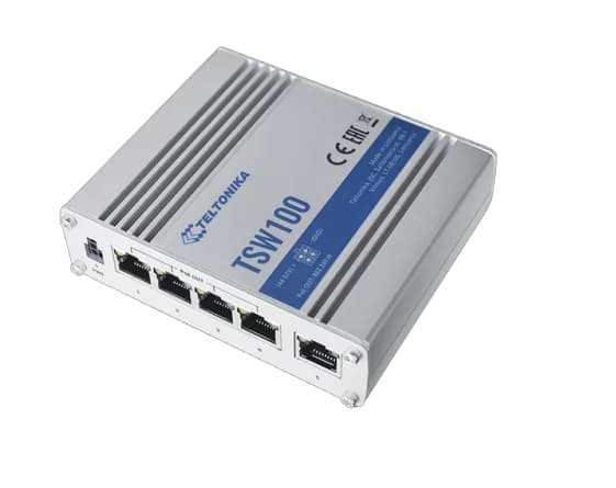 TELTONIKA TSW100 INDUSTRIAL UNMANAGED POE SWITCH 4 PORTS POE 802.3AF/AT 60W, "TSW100"