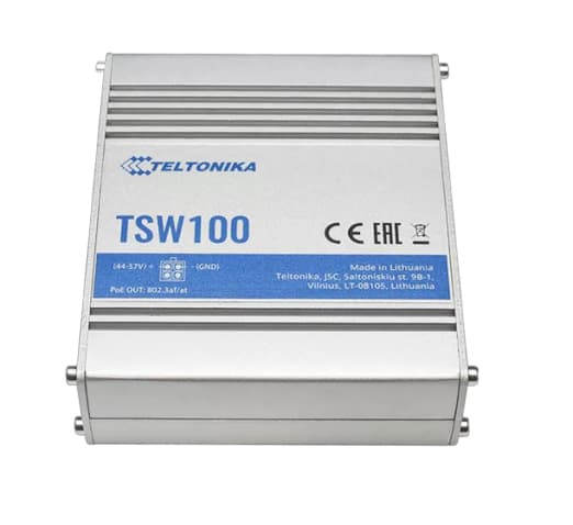 TELTONIKA TSW100 INDUSTRIAL UNMANAGED POE SWITCH 4 PORTS POE 802.3AF/AT 60W, "TSW100" — miniatură