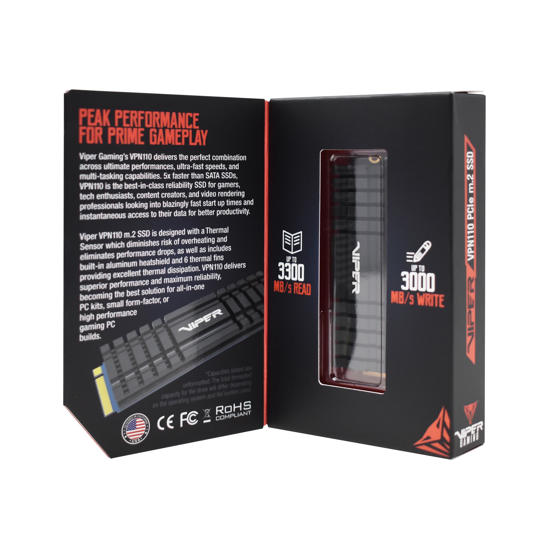 SSD PATRIOT, Viper VPN110, 512 GB, M.2, PCIe Gen3.0 x4, 3D TLC Nand, R/W: 3100/2300 MB/s, "VPN110-512GM28H" — miniatură