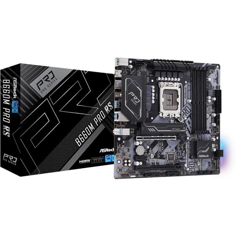 PLACA de BAZA Asrock "B660 PRO RS", skt LGA 1700, ATX, Intel B660, 4 x DDR4, max. 128 GB, 4 x SATA, 3 x M.2, 7.1, "B660 PRO RS" — miniatură