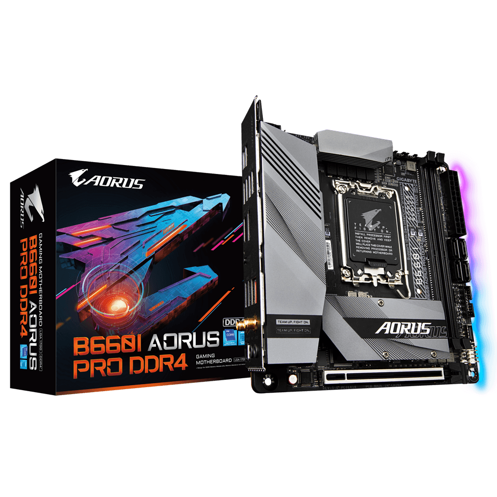 PLACA de BAZA Gigabyte "B660I AORUS PRO D4", skt LGA 1700, mATX, Intel B660, 2 x DDR4, max. 64 GB, 4 x SATA, 1 x M.2, 7.1, "B660I AORUS PRO D4" — miniatură