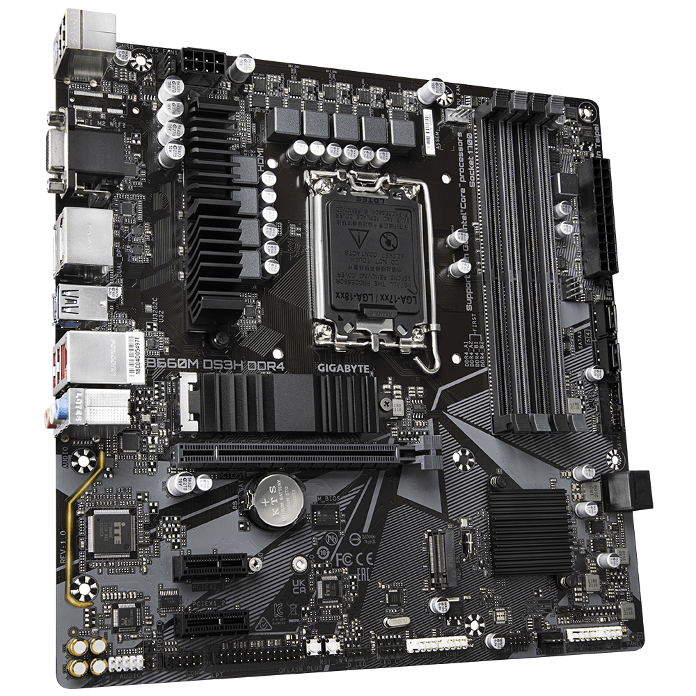 PLACA de BAZA Gigabyte "B660M DS3H DDR4", skt LGA 1700, mATX, Intel B660, 4 x DDR4, max. 128 GB, 4 x SATA, 2 x M.2, 7.1, "B660M DS3H DDR4"
