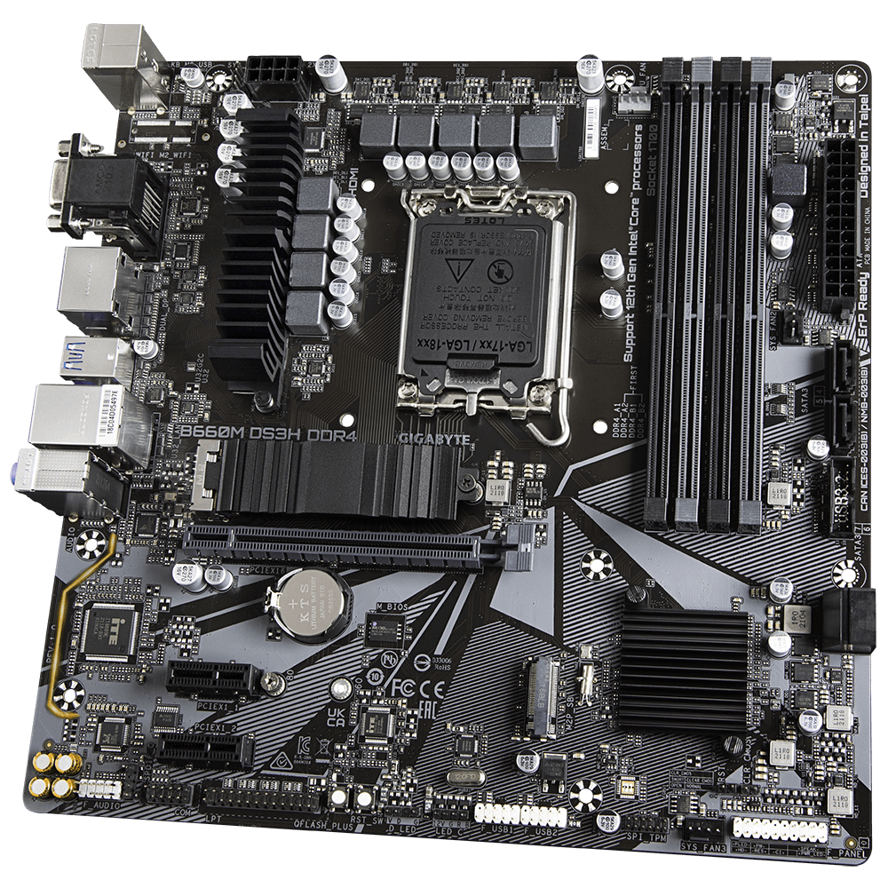 PLACA de BAZA Gigabyte "B660M DS3H DDR4", skt LGA 1700, mATX, Intel B660, 4 x DDR4, max. 128 GB, 4 x SATA, 2 x M.2, 7.1, "B660M DS3H DDR4" — miniatură